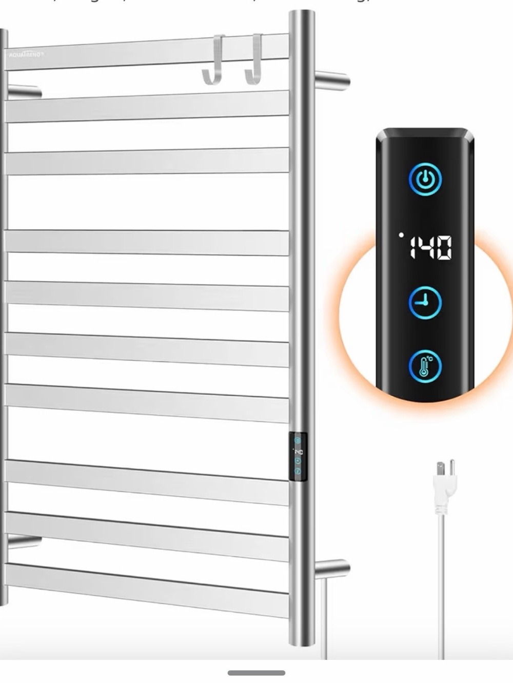 LED Digital Heated Towel Warmer - Stainless Silver